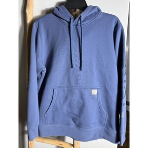 Ariat Rebar Hoodie Womens XL Blue Workwear Pullover Logo Sleeve Heavyweight